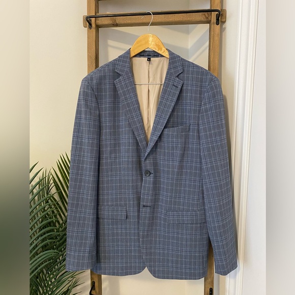 Selected Blue Plaid Blazer For Men/Women, Size 40R Slim Fit - Picture 7 of 16